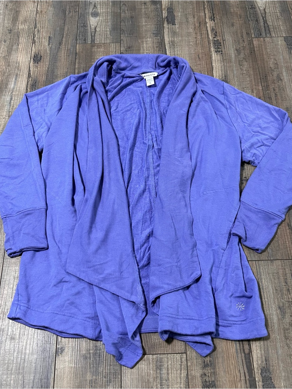 Athleta Pranayama Wrap Cardigan Purple Tencel Modal Open Front XL